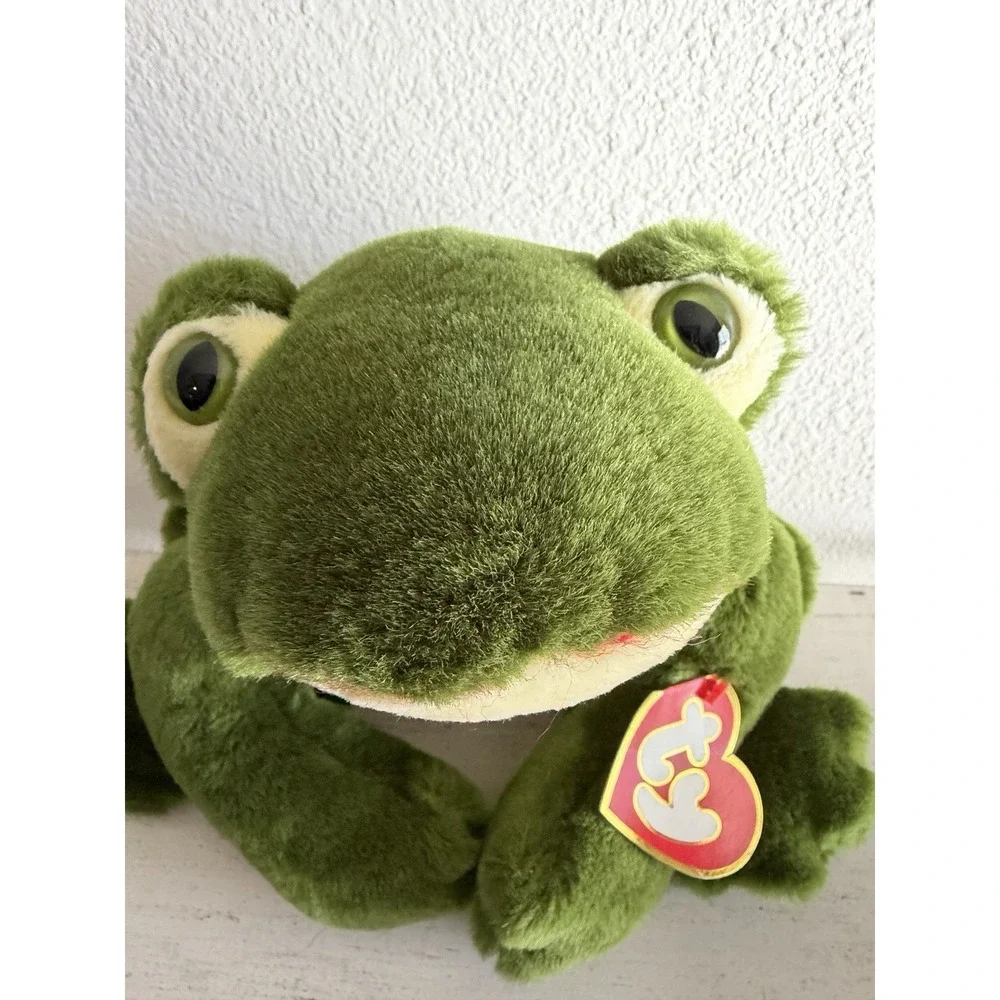 Vintage 1991 TY Freddie the Green Frog Plush Stuffed Animal w/ Croaker Rattle NW